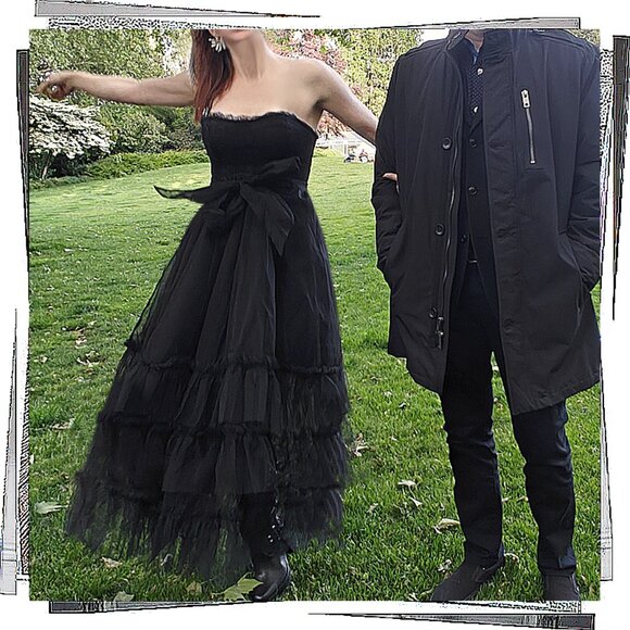 Anthropologie Black Strapless Tulle Dress - Picture 7 of 10